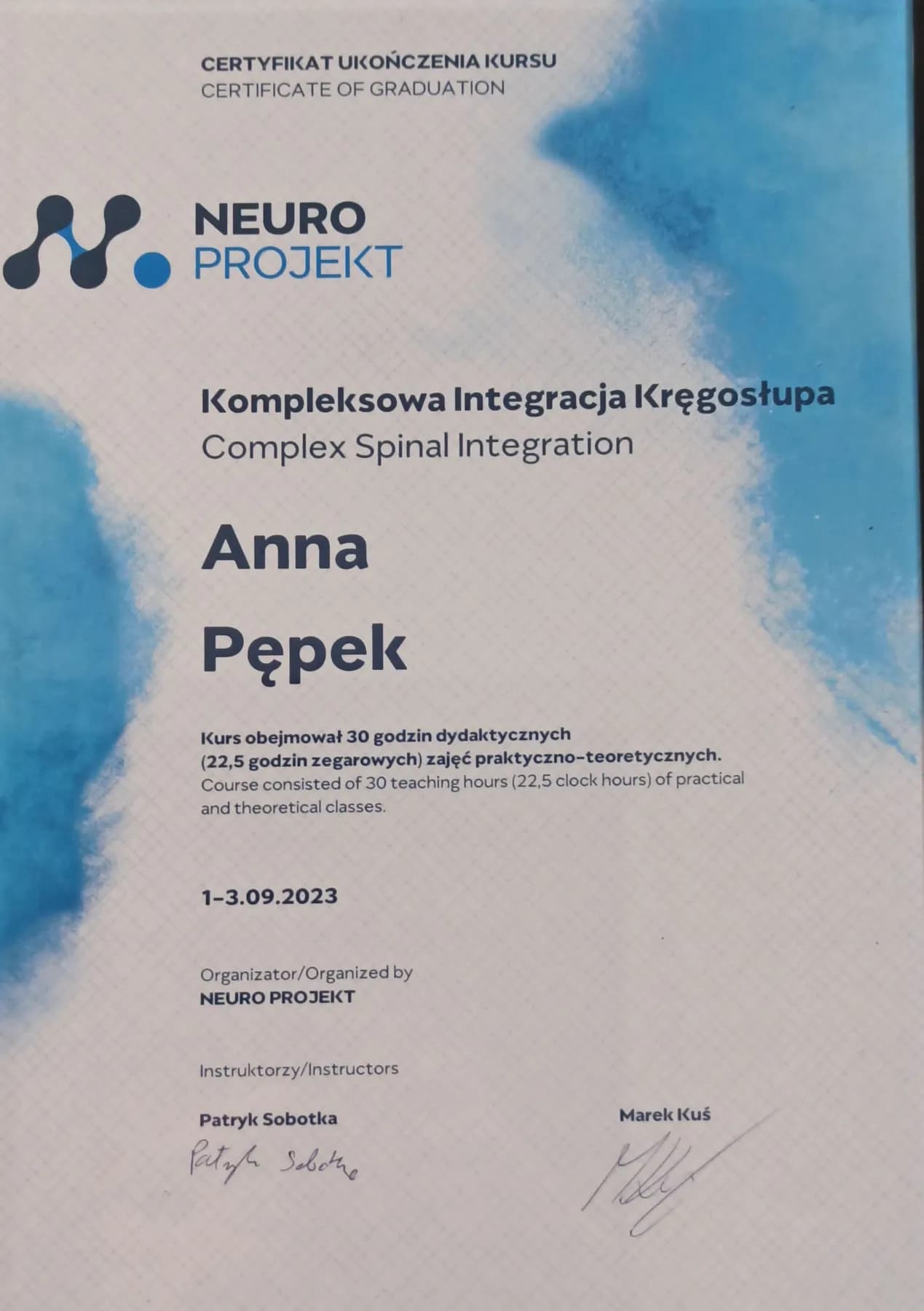 Kompleksowa Integracja Kręgosłupa — Neuro Projekt (2023)