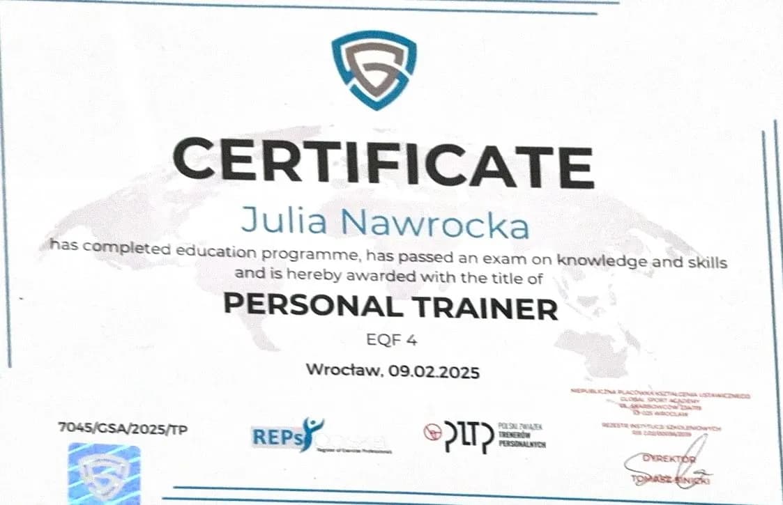 Trener personalny EQF 4 — Global Sport Academy (2025)