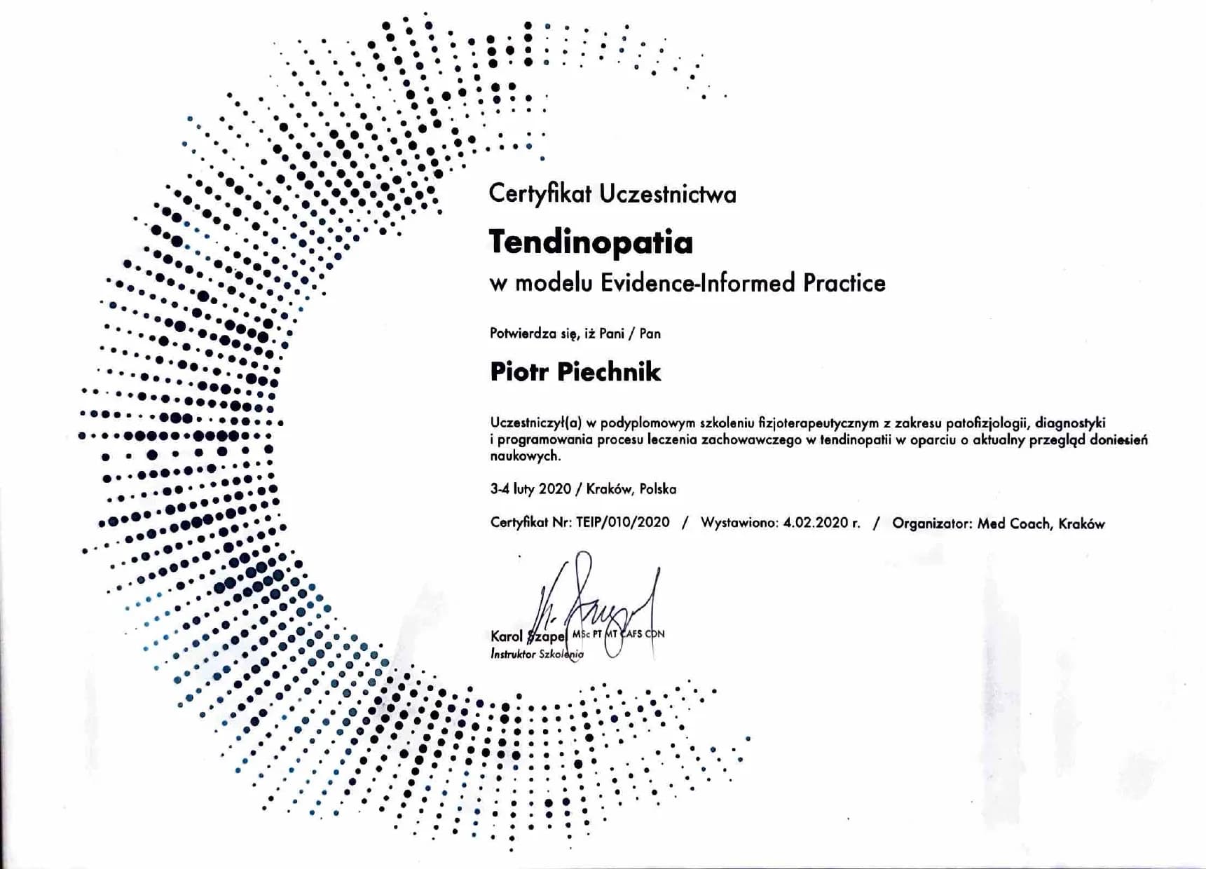 Tendinopatia w modelu Evidence-Informed Practice — Med Coach (2020)